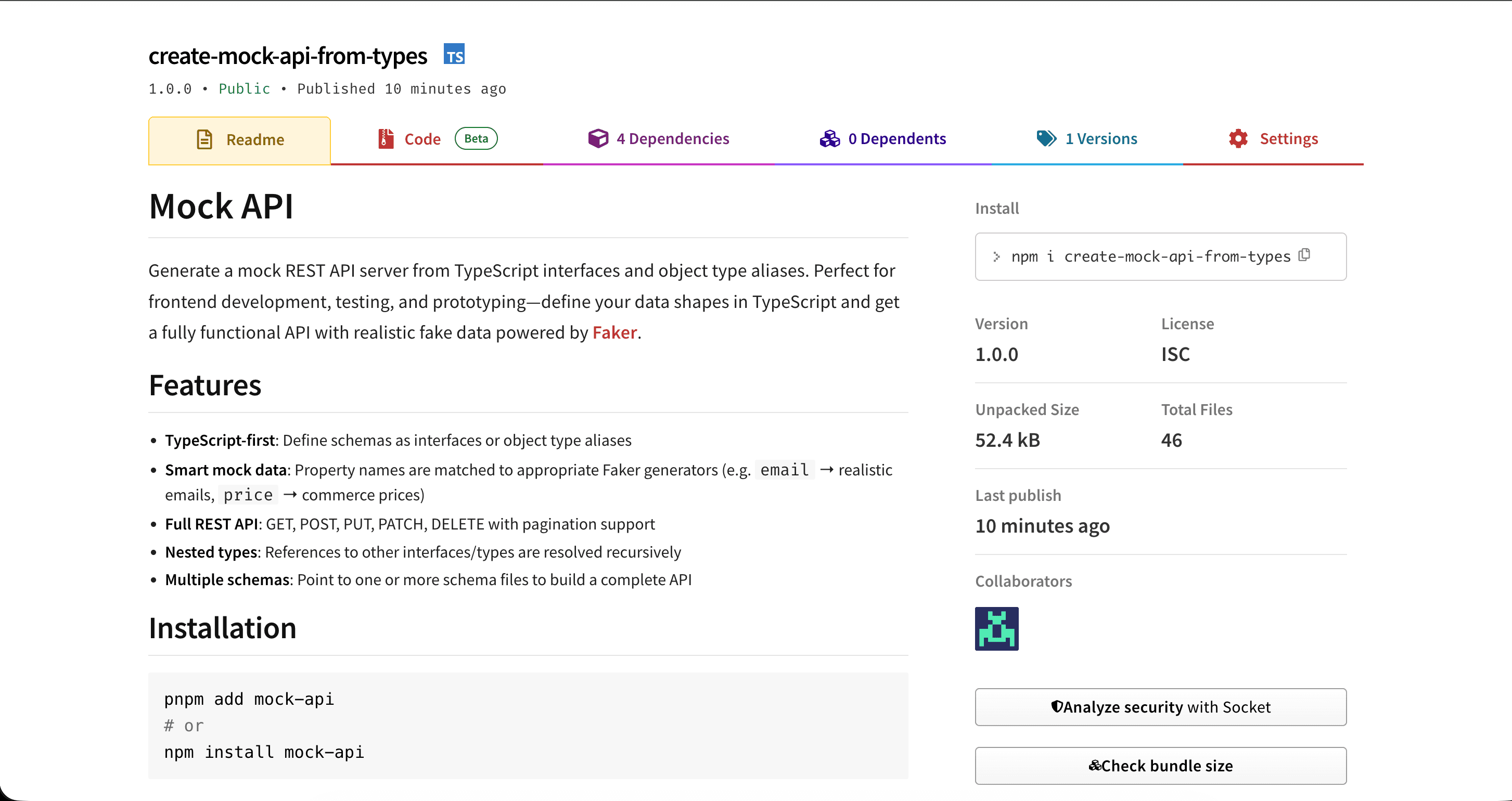 Mock API Server for TypeScript project preview